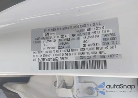 2022 Mazda Cx-30 2.5 Turbo Premium из США, поврежденный, VIN 3MVDMBDY4NM438492